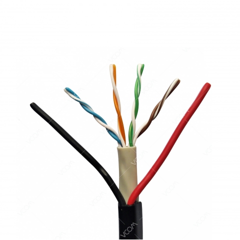 Cáp LAN liền nguồn CAT5E UTP 24AWG 4PRS/PVC + 2 VCm0.5mm2 - PE- OVAL (305m)